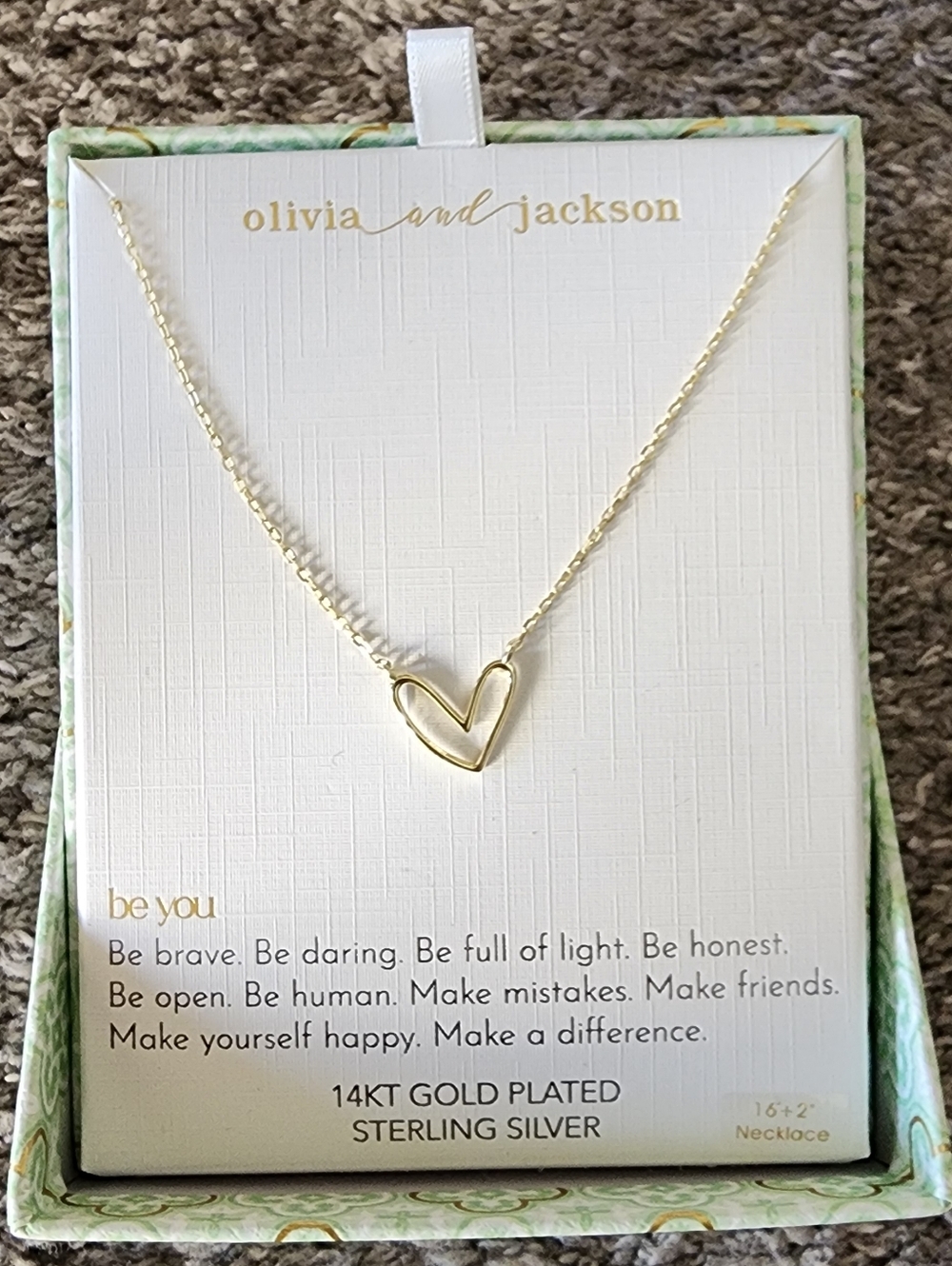 14kt GOLD on S925 Sterling Silver Heart 🩷  Fixed Pendant Necklace, NEW! 16+2"